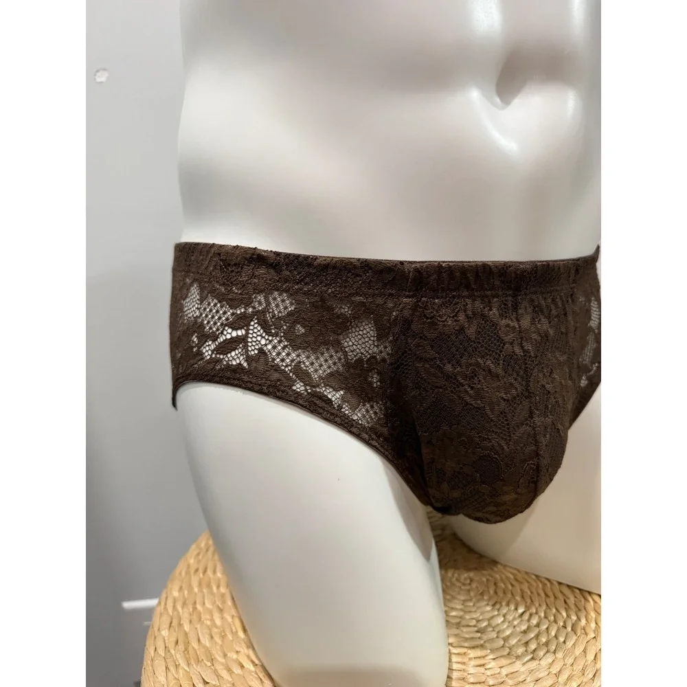 Cosabella Never Say Never Men's Lace Brief Brown Micro Sexy & Comfortable L